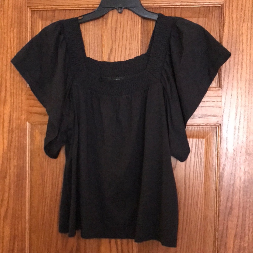 J Crew Square Neck Flutter Sleeve Top, XL